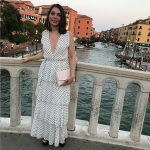 Trendy Boutique Black and White Polka Dot Maxi Dress